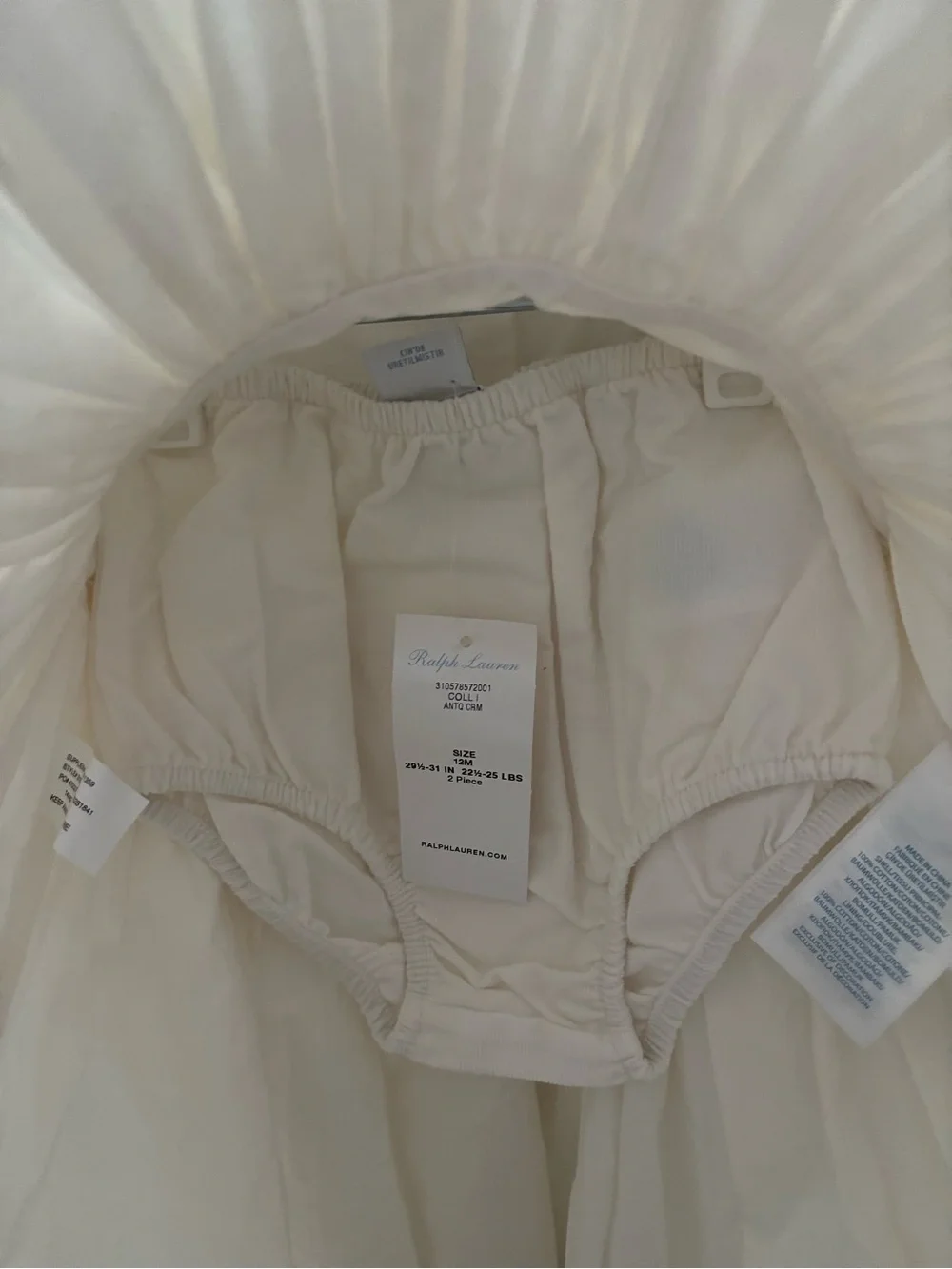 Ralph Lauren Ivory Smocked Puff Sleeve Dress